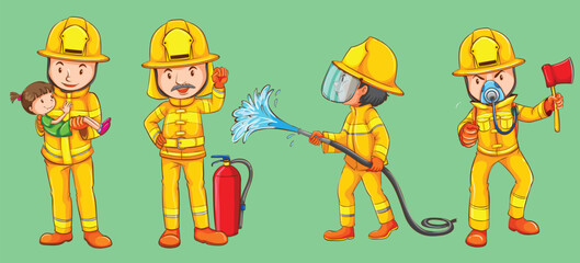Simple sketches of the firemen by the greatest graphics