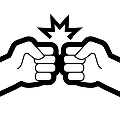 Two fists bump. Flat vector illustration isolated on white