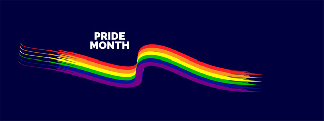 Happy Pride Month Banner. Pride Banner with LGBTQ+ Flag Background