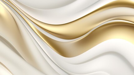 abstract waves web background, white and gold minimalistic smooth lines, creative concept