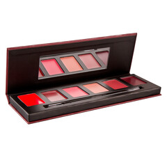 Plastic black palette with cream blush or lipstick.