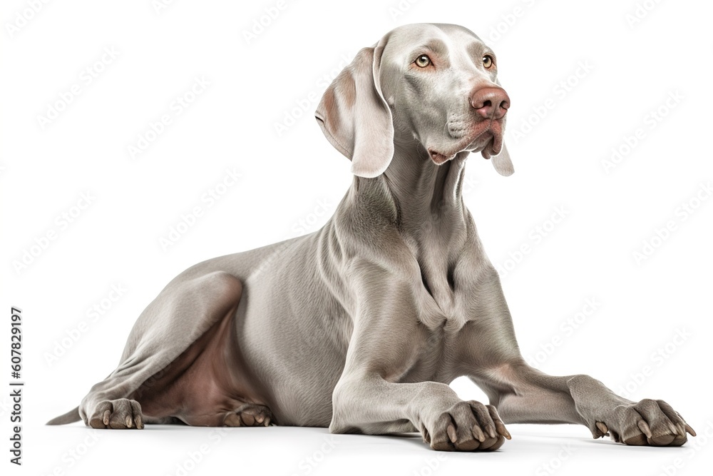 Poster Weimaraner isolated on white background. Generated by AI.