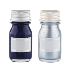 Set glass packaging for cosmetic product isolated on white. Collapsible cosmetic containers.