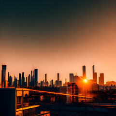 Obraz na płótnie Canvas Dramatic cityscapes during golden hour