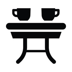 coffee table glyph icon illustration vector graphic