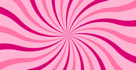Strawberry Pink Twirl Sunburst Pattern Abstract Background. Ray. Candy texture. Radial. Vector Illustration