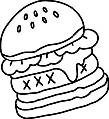 hamburger hand draw