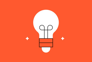 Vector lightbulb illustration in flat design style, geometric inspiration icon.