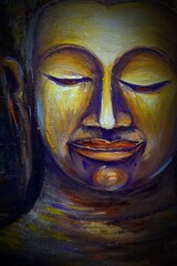 Art painting oil color Buddha statue  thailand