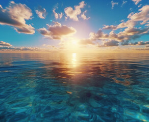 Fototapeta na wymiar picture of the ocean in the morning sun, Generative AI