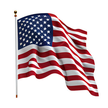 Usa flag flying clip art white background, fourth july concept. Ai generated image