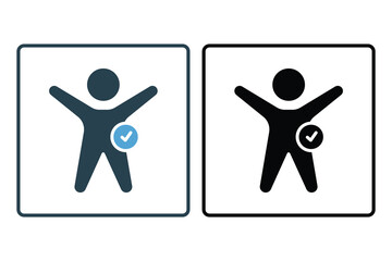 Wellness icon. People with check marks. icon related to healthy living. solid icon style design. Simple vector design editable. EPS 10 and SVG files