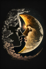 sun and the moon kissing Generative AI