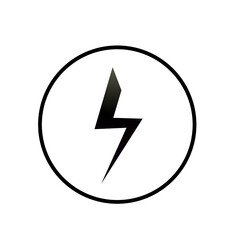 Lightning black symbol with circle