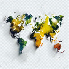 World map clip art white background Ai generated image