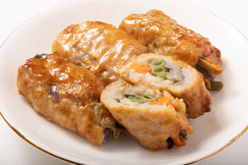野菜の鶏つくね巻き