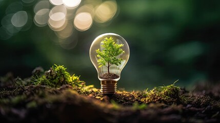 Light bulb energy saving. Generative AI