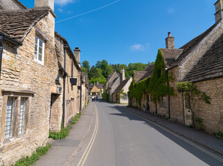 Castle Combe Wiltshire beautiful street within the Cotswolds Area of Natural Beauty near Chippenham England UK