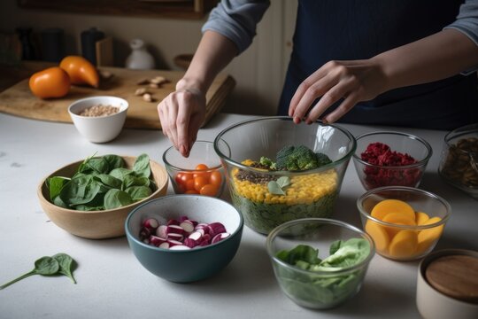 Person, Preparing Wholesome And Nutritious Meal, With Zero-waste Ingredients, Created With Generative Ai