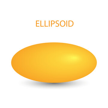 Vector ellipsoid with gradients and shadow for game, icon, package design, logo, mobile, ui, web, education. 3d ellipsoid on a white background. Geometric figures for your design.