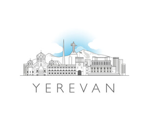 Yerevan Armenia cityscape line art style vector illustration