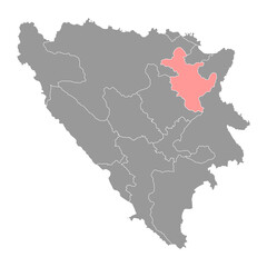 Tuzla canton map, administrative district of Federation of Bosnia and Herzegovina. Vector illustration.