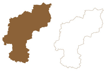 Sankt Polten city and district (Republic of Austria or Österreich, Lower Austria or Niederösterreich state) map vector illustration, scribble sketch Sankt Pölten or St. Pölten map