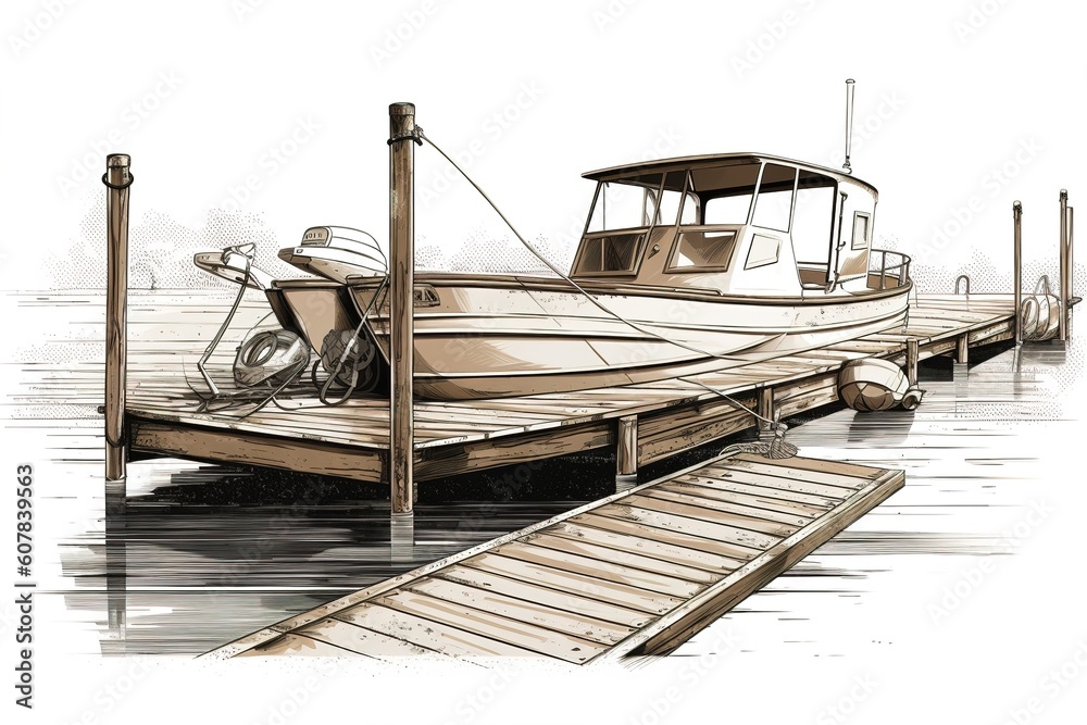 Poster boat isolated on white background. Generated by AI.