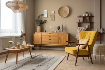 freshly painted room with vintage items for a cozy and stylish look, created with generative ai