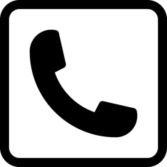Telephone handset simple square icon (black)