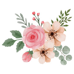 Flower pink rose, floral bouquet Clip art Element Transparent Background
