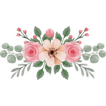 Flower pink rose, floral bouquet Clip art Element Transparent Background