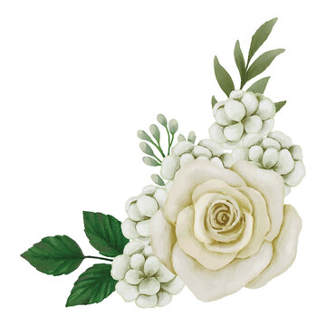 Flower white rose, floral bouquet Clip art Element Transparent Background