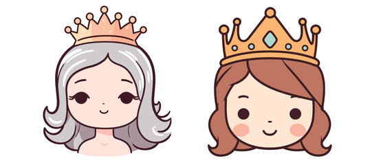 Cute princess head portfolio vector material