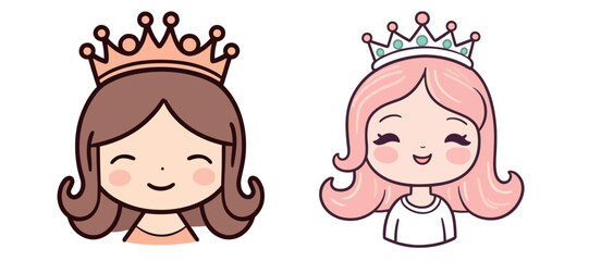 Cute princess head portfolio vector material