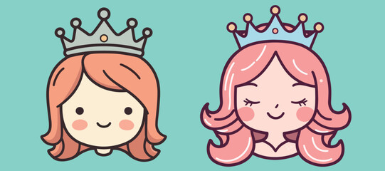 Cute princess head portfolio vector material