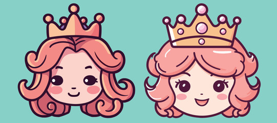 Cute princess head portfolio vector material