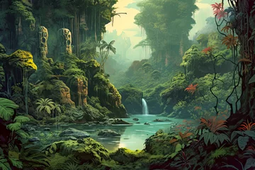 Rolgordijnen jungle painting travel art © WettE