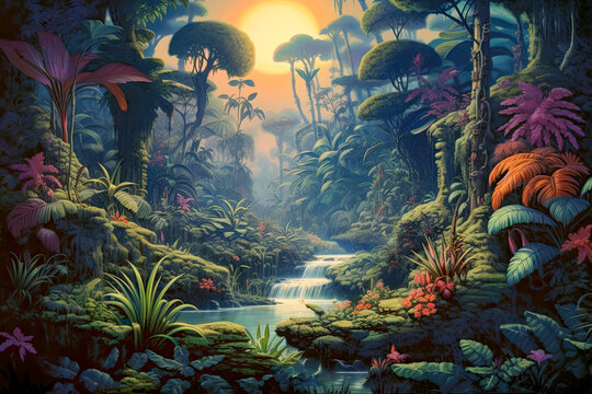  fantasy exotic jungle, - Generative AI