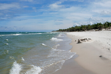 empty wide beach in Stilo with white sand, Baltic sea, Poland