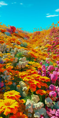 Fototapeta na wymiar Flowers digitally painted close-up in good light in a landscape - Generative AI