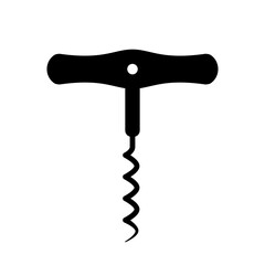 Vintage corkscrew. Tool with metal spiral for pulling corks and opening bottles of wine for tasting and vector party vector