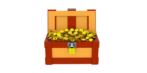 Treasure Chest Box, Render 3d Object