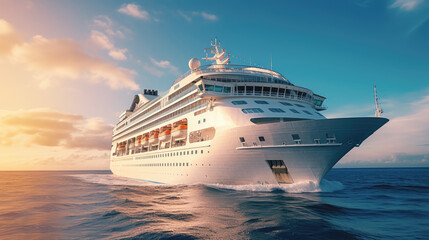 Fototapeta na wymiar A luxury cruise ship sailing on the open sea