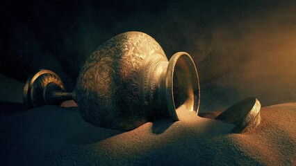 Ancient Gold Vase In Dusty Shaft Of Light