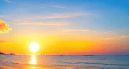 Fototapeta na wymiar Beautiful sunset view with vivid sky blue on the beach during the nightfall in Borneo.Sundown AI Generative 