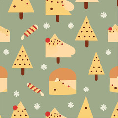 cute simple buche de noel pattern, cartoon, minimal, decorate blankets, carpets, for kids, theme print design
