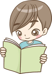 young girl reading a book drawing cartoons doodle kawaii anime cute illustration drawing clip art character chibi manga comic