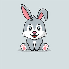 Vector cute baby rabbit cartoon sleeping on the cloud icon illustration. Flat cute animal vector illustration, flat icon sticker isolated.