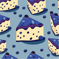 cute simple blueberry cheesecake pattern, cartoon, minimal, decorate blankets, carpets, for kids, theme print design
